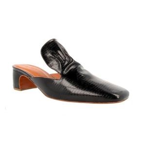 By Far Alexa Mule in Patent Black Leather Lizard Size 37 or US 7 MSRP: $410